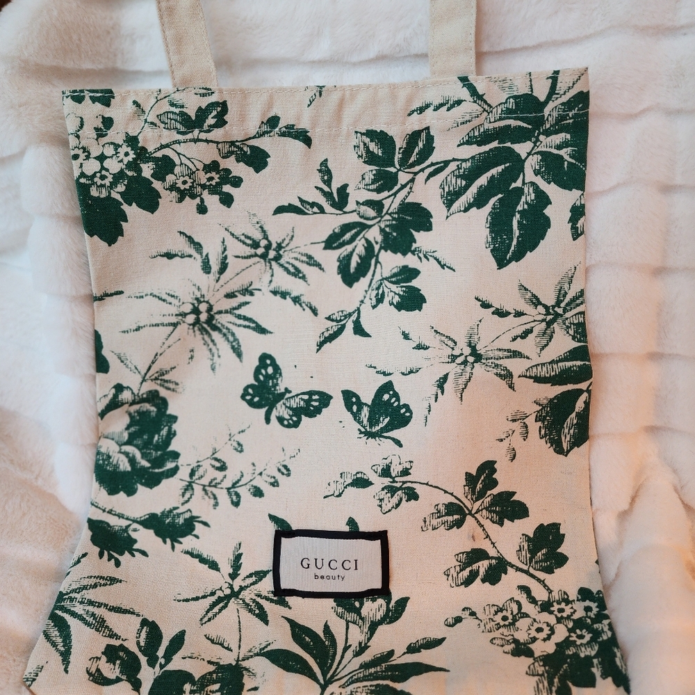GWP Gucci Green and Cream Botanical Tote Bag